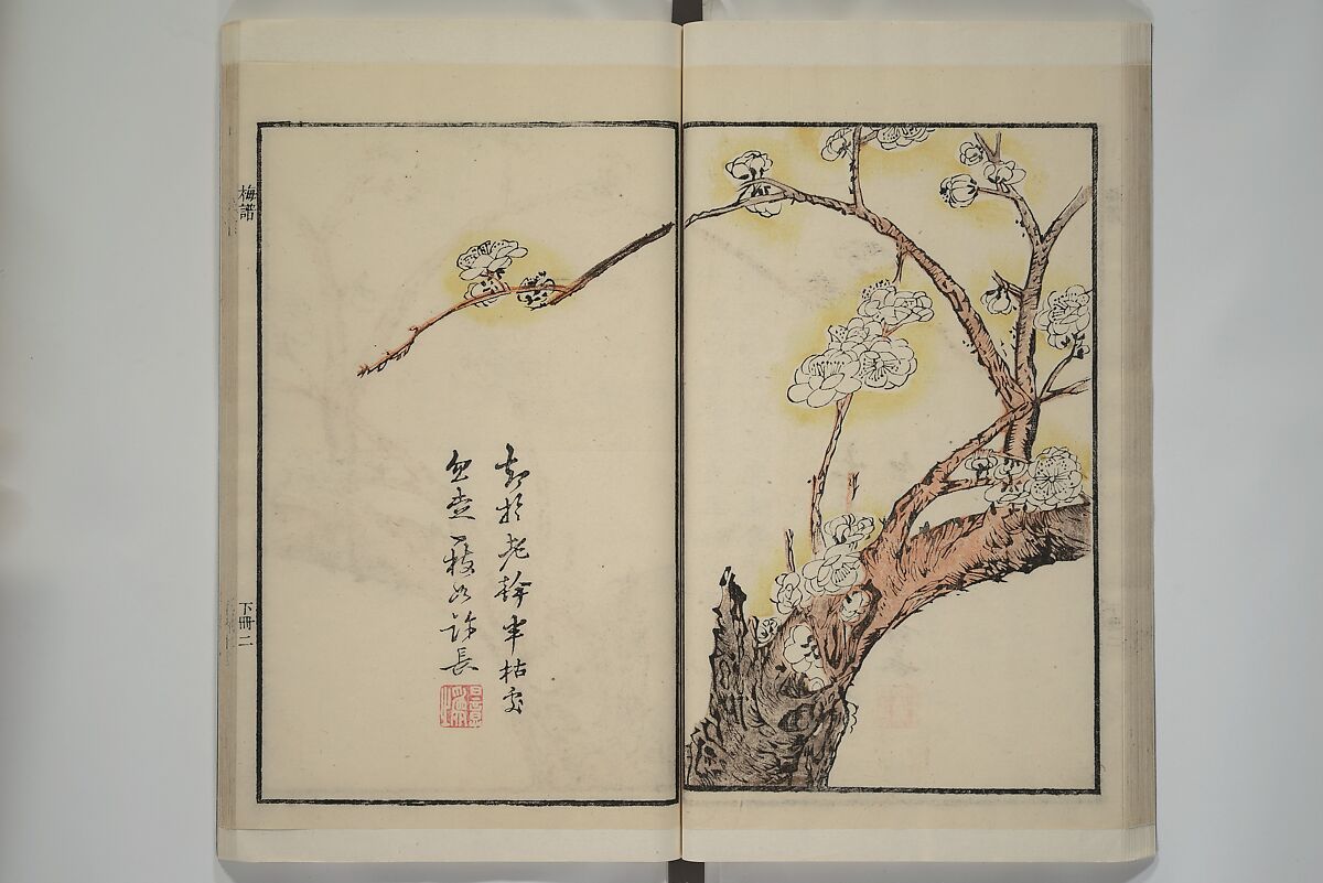 Part 2 from The Mustard Seed Garden Painting Manual (3rd Chinese edition)  芥子園畫傳, Wang Gai 王槩 (Chinese, 1645–1710), Set of four woodblock printed books; ink and color on paper, China
