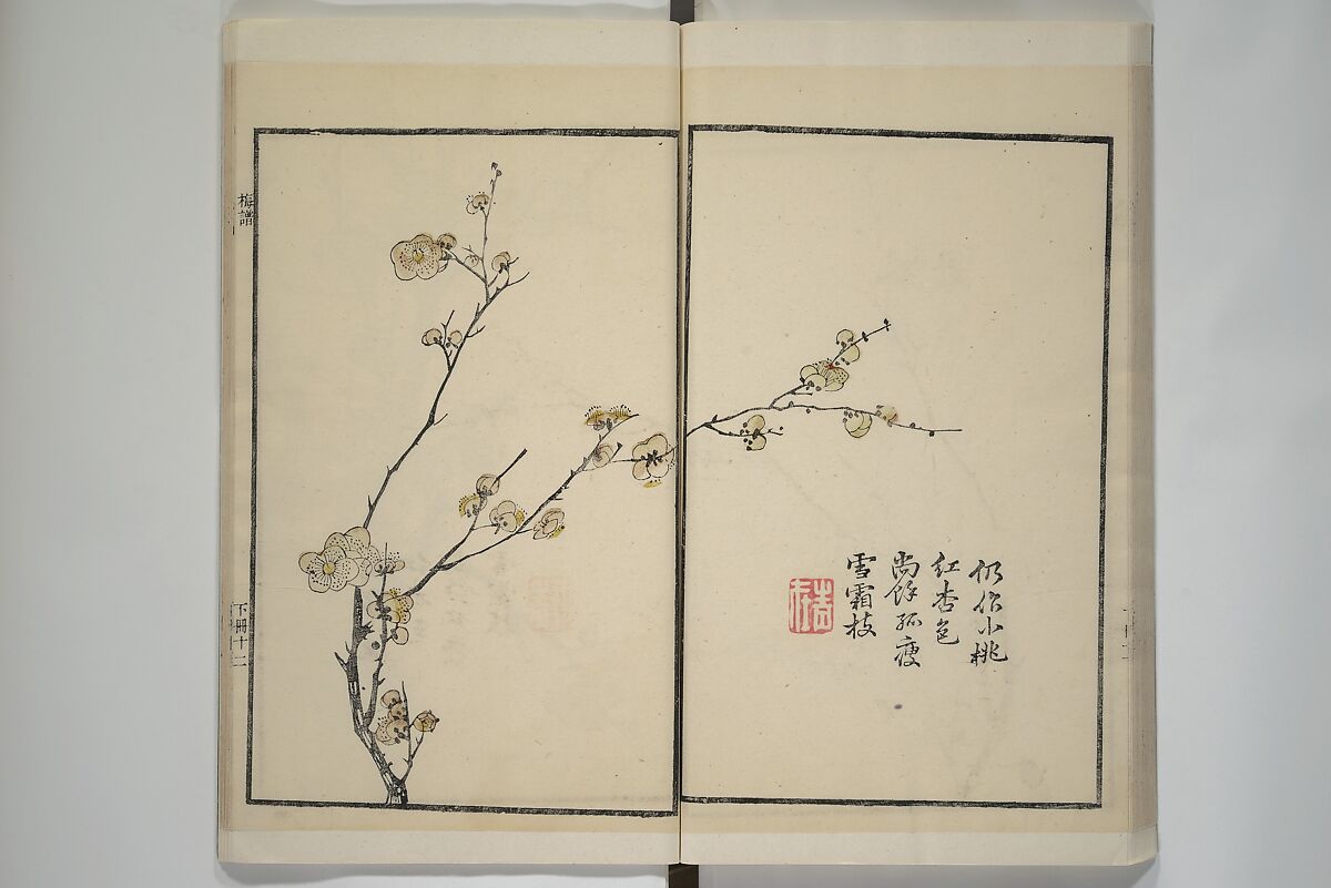 Part 2 from The Mustard Seed Garden Painting Manual (3rd Chinese edition)  芥子園畫傳, Wang Gai 王槩 (Chinese, 1645–1710), Set of four woodblock printed books; ink and color on paper, China