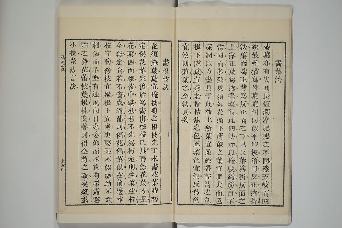 Part 2 from The Mustard Seed Garden Painting Manual (3rd Chinese edition)  芥子園畫傳, Wang Gai 王槩 (Chinese, 1645–1710), Set of four woodblock printed books; ink and color on paper, China