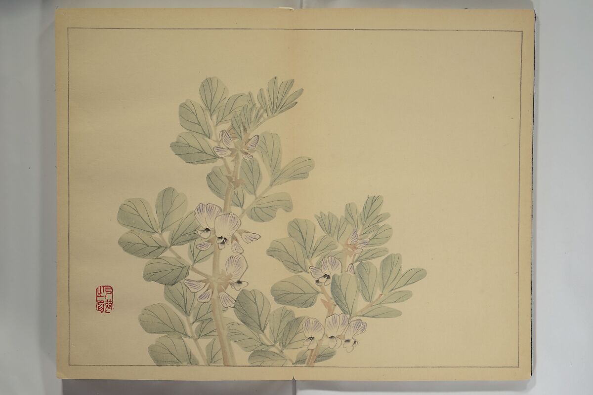 Kan'ei Picture Album (Kan'ei gafu 完瑛画譜), Nishiyama Ken 西山謙一郎 (Japanese, 1833–1897), Woodblock printed book (orihon, accordion-style); ink and color on paper, Japan
