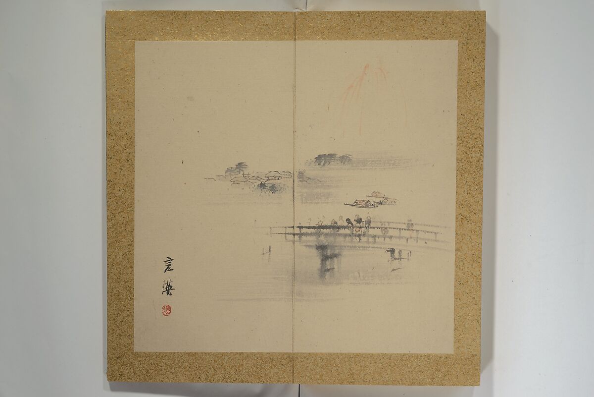 Twelve Views of Naniwa (Osaka) (Naniwa jūnikei) なにわ十二景, Nishiyama Ken 西山謙一郎 (Japanese, 1833–1897), Accordion album; ink and color on paper, Japan
