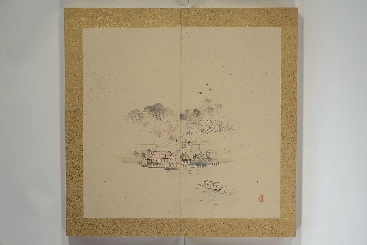 Twelve Views of Naniwa (Osaka) (Naniwa jūnikei) なにわ十二景, Nishiyama Ken 西山謙一郎 (Japanese, 1833–1897), Accordion album; ink and color on paper, Japan