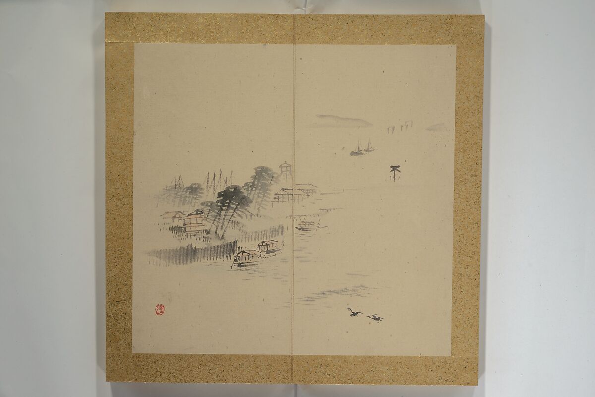 Twelve Views of Naniwa (Osaka) (Naniwa jūnikei) なにわ十二景, Nishiyama Ken 西山謙一郎 (Japanese, 1833–1897), Accordion album; ink and color on paper, Japan