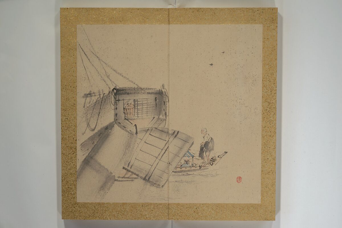 Twelve Views of Naniwa (Osaka) (Naniwa jūnikei) なにわ十二景, Nishiyama Ken 西山謙一郎 (Japanese, 1833–1897), Accordion album; ink and color on paper, Japan