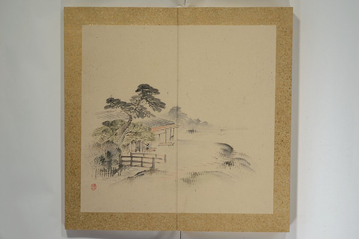 Twelve Views of Naniwa (Osaka) (Naniwa jūnikei) なにわ十二景, Nishiyama Ken 西山謙一郎 (Japanese, 1833–1897), Accordion album; ink and color on paper, Japan