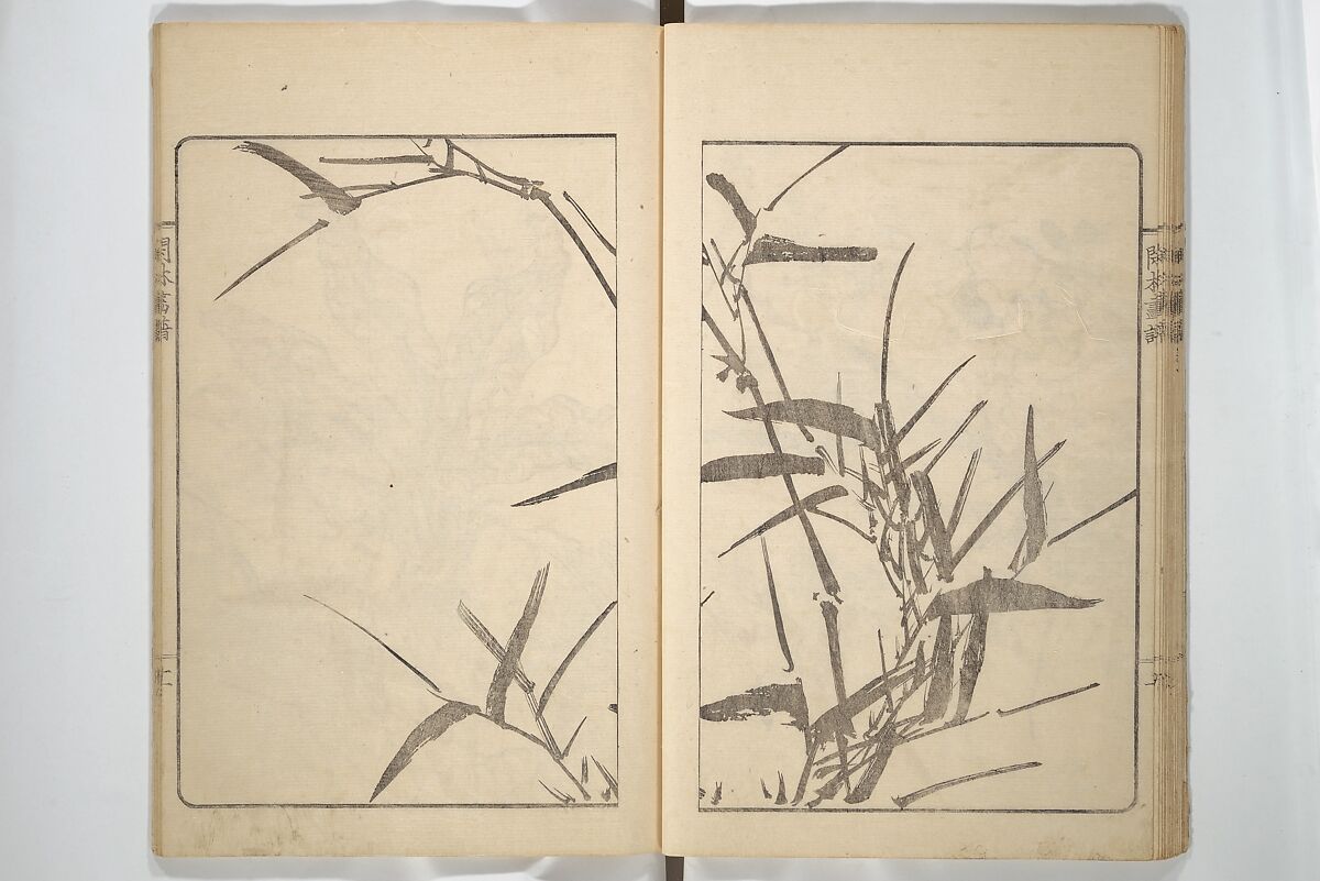 Kanrin Picture Album (Kanrin gafu) 閑林画譜, Okada Kanrin 岡田閑林 (Japanese, 1775–1849), Set of two woodblock printed books; ink and color on paper, Japan