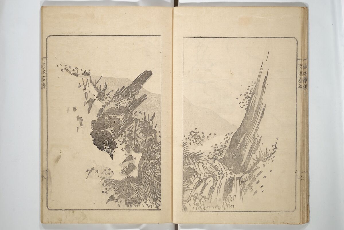 Kanrin Picture Album (Kanrin gafu) 閑林画譜, Okada Kanrin 岡田閑林 (Japanese, 1775–1849), Set of two woodblock printed books; ink and color on paper, Japan