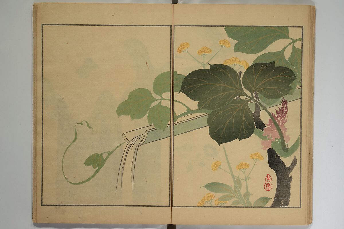 Kigyoku Picture Album (Kigyoku gafu) 其玉画譜, After Seizei Kigyoku 其玉 (Japanese, 1732–1756), Woodblock printed book; ink and color on paper, Japan