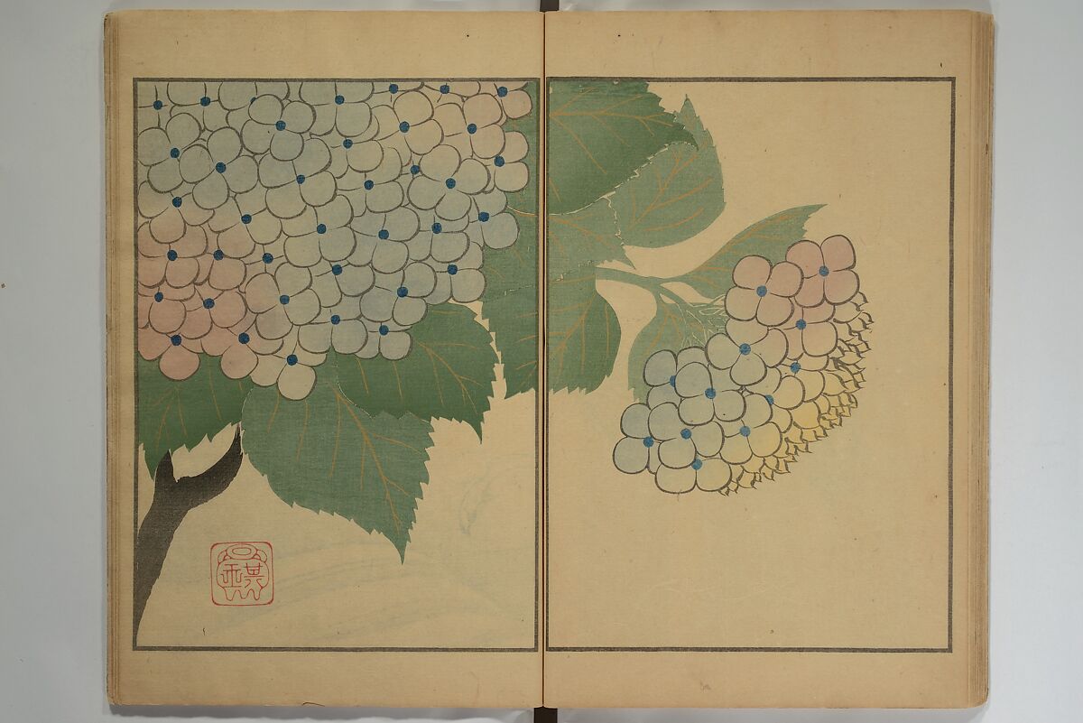 Kigyoku Picture Album (Kigyoku gafu) 其玉画譜, After Seizei Kigyoku 其玉 (Japanese, 1732–1756), Woodblock printed book; ink and color on paper, Japan