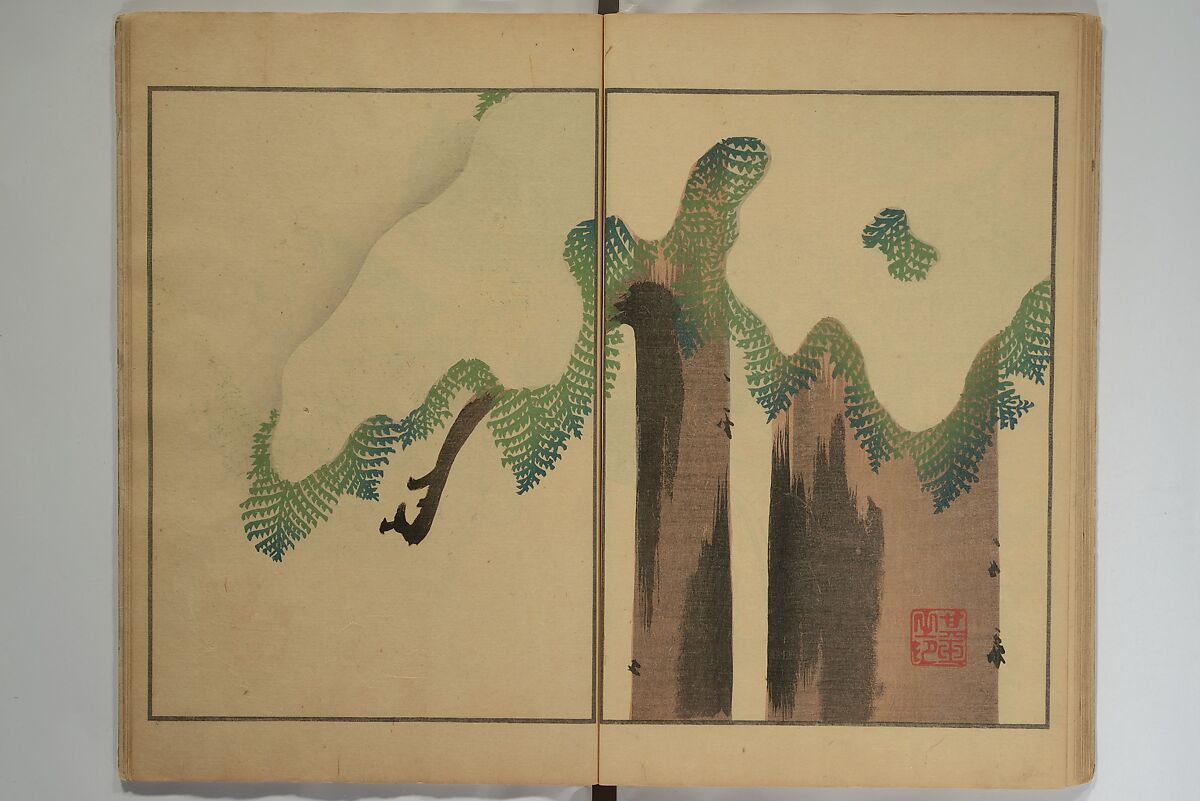 Kigyoku Picture Album (Kigyoku gafu) 其玉画譜, After Seizei Kigyoku 其玉 (Japanese, 1732–1756), Woodblock printed book; ink and color on paper, Japan