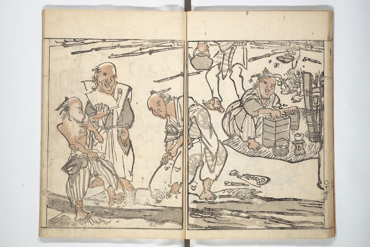 Goitsu Picture Album: Quick Practice for Beginners (Goitsu gafu: Shōgaku hayageiko) 五逸画譜初学早稽古, Kawamura Kihō 河村琦鳳 (Japanese, 1778–1852), Woodblock printed book; ink and color on paper, Japan