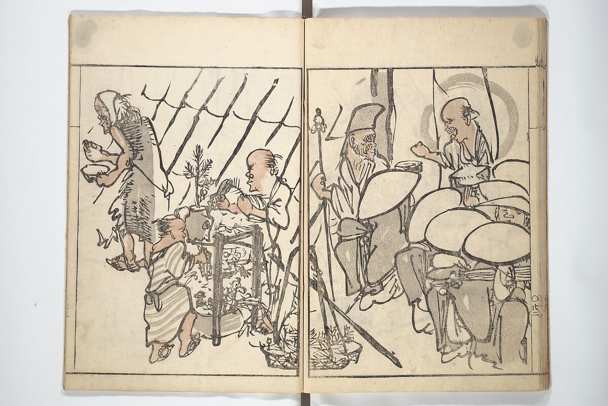 Goitsu Picture Album: Quick Practice for Beginners (Goitsu gafu: Shōgaku hayageiko) 五逸画譜初学早稽古, Kawamura Kihō 河村琦鳳 (Japanese, 1778–1852), Woodblock printed book; ink and color on paper, Japan