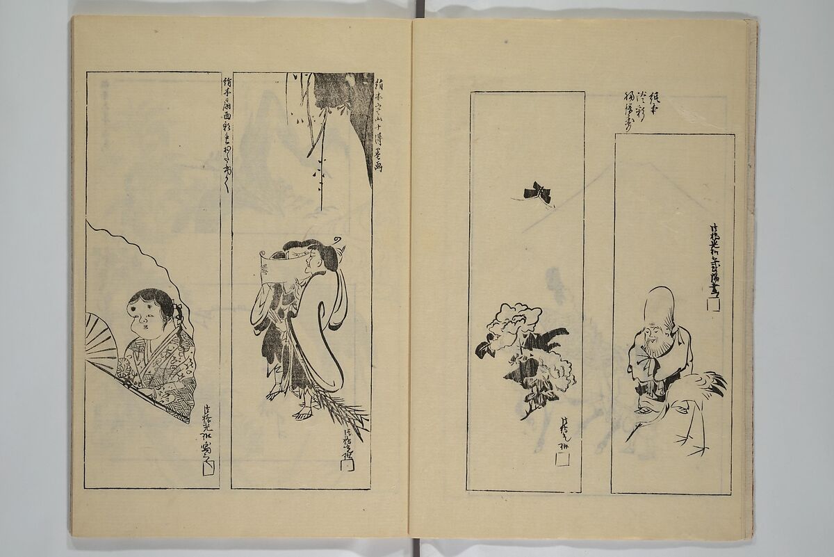 One Hundred Paintings by Kōrin (Kōrin hyakuzu)  光琳百圖, Sakai Hōitsu 酒井抱一 (Japanese, 1761–1828), Set of four woodblock printed books; ink on paper, Japan 