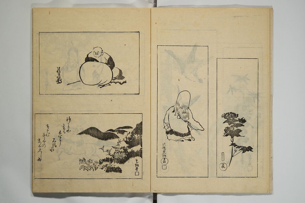 One Hundred Paintings by Kōrin (Kōrin hyakuzu)  光琳百圖, Sakai Hōitsu 酒井抱一 (Japanese, 1761–1828), Set of four woodblock printed books; ink on paper, Japan