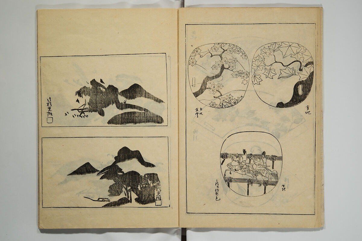 One Hundred Paintings by Kōrin (Kōrin hyakuzu)  光琳百圖, Sakai Hōitsu 酒井抱一 (Japanese, 1761–1828), Set of four woodblock printed books; ink on paper, Japan