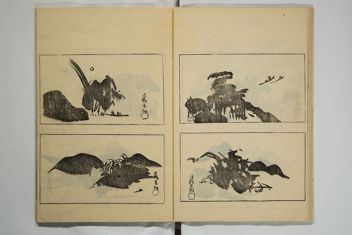 One Hundred Paintings by Kōrin (Kōrin hyakuzu)  光琳百圖, Sakai Hōitsu 酒井抱一 (Japanese, 1761–1828), Set of four woodblock printed books; ink on paper, Japan