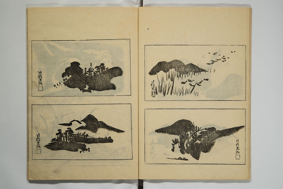 One Hundred Paintings by Kōrin (Kōrin hyakuzu)  光琳百圖, Sakai Hōitsu 酒井抱一 (Japanese, 1761–1828), Set of four woodblock printed books; ink on paper, Japan