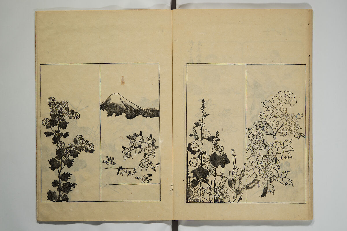 One Hundred Paintings by Kōrin (Kōrin hyakuzu)  光琳百圖, Sakai Hōitsu 酒井抱一 (Japanese, 1761–1828), Set of four woodblock printed books; ink on paper, Japan