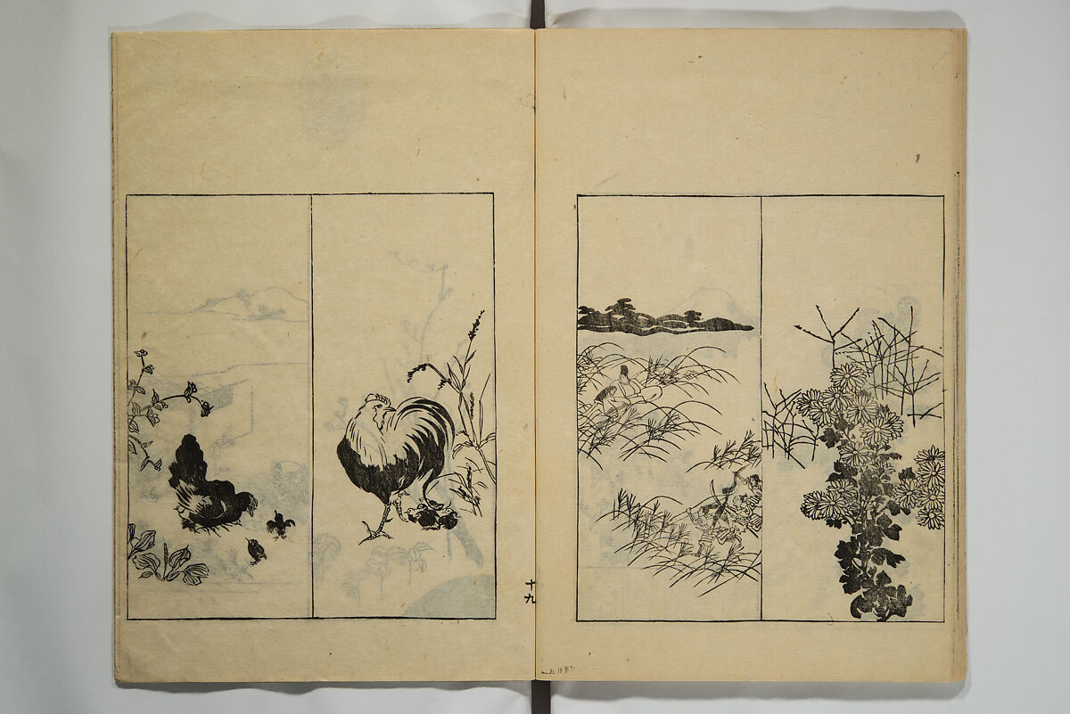 One Hundred Paintings by Kōrin (Kōrin hyakuzu)  光琳百圖, Sakai Hōitsu 酒井抱一 (Japanese, 1761–1828), Set of four woodblock printed books; ink on paper, Japan
