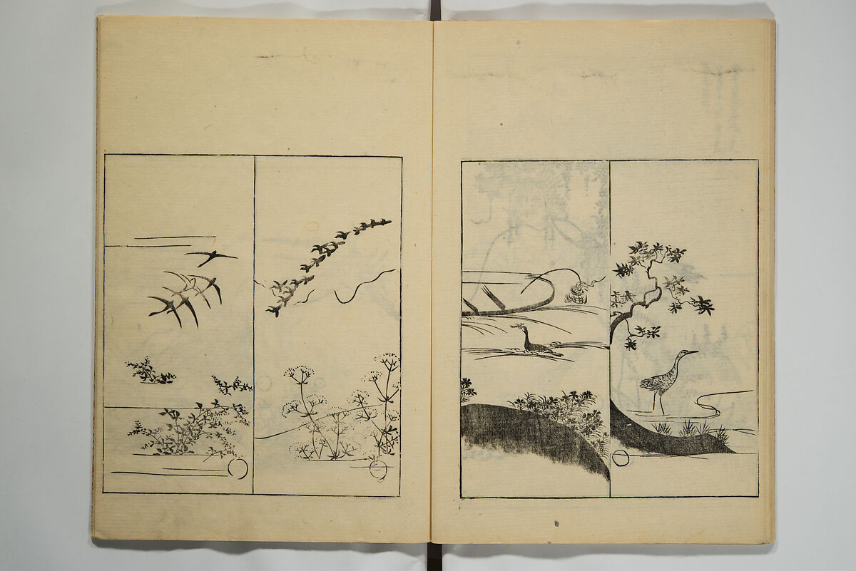 One Hundred Paintings by Kōrin (Kōrin hyakuzu)  光琳百圖, Sakai Hōitsu 酒井抱一 (Japanese, 1761–1828), Set of four woodblock printed books; ink on paper, Japan
