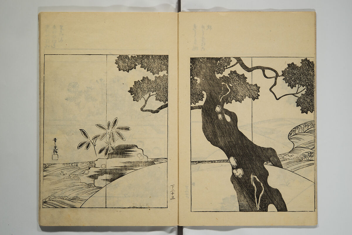 One Hundred Paintings by Kōrin (Kōrin hyakuzu)  光琳百圖, Sakai Hōitsu 酒井抱一 (Japanese, 1761–1828), Set of four woodblock printed books; ink on paper, Japan