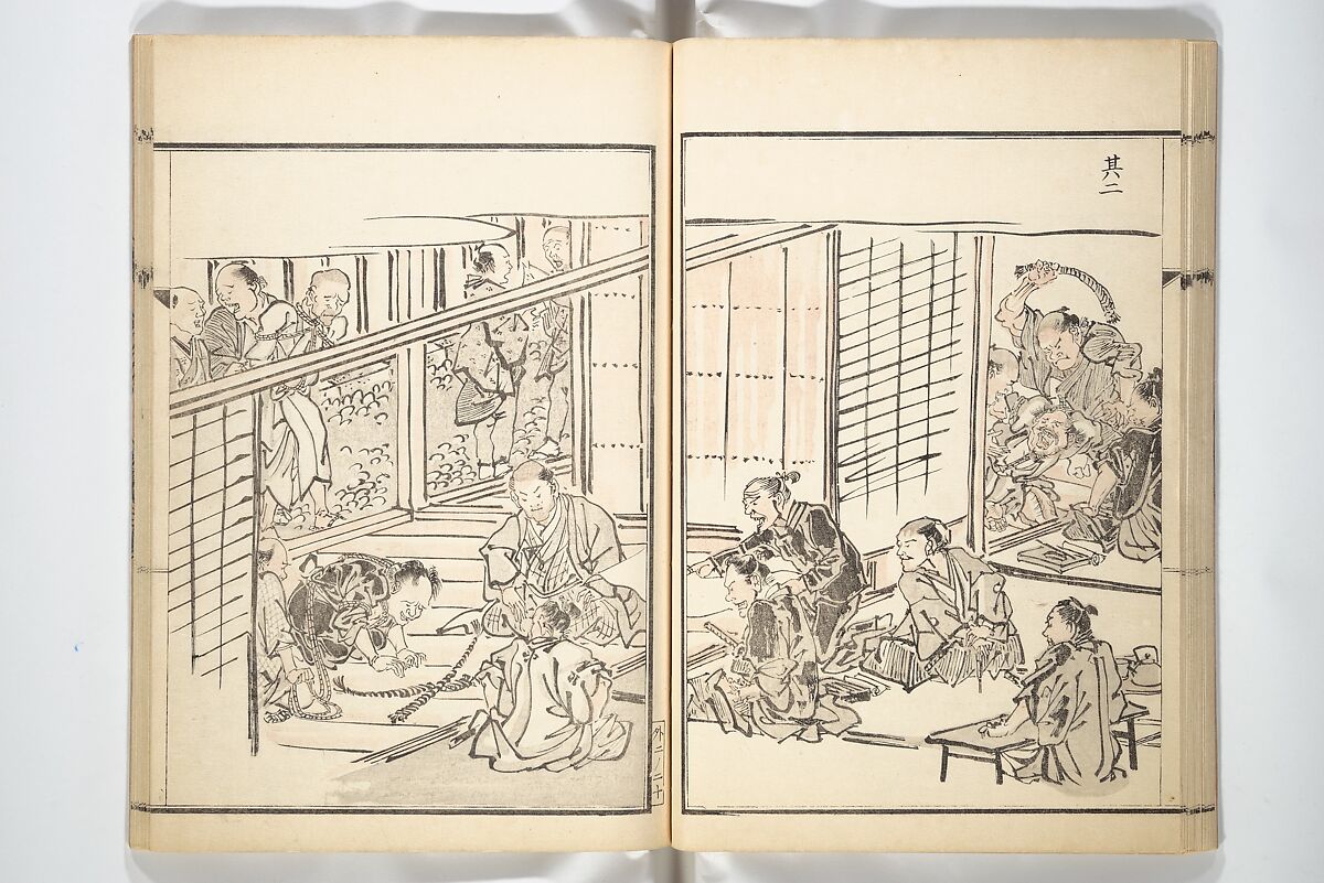 Kyōsai’s Treatise on Painting (Kyōsai gadan) 暁斎画談, Kawanabe Kyōsai 河鍋暁斎 (Japanese, 1831–1889), Set of four woodblock printed books; ink and color on paper, Japan
