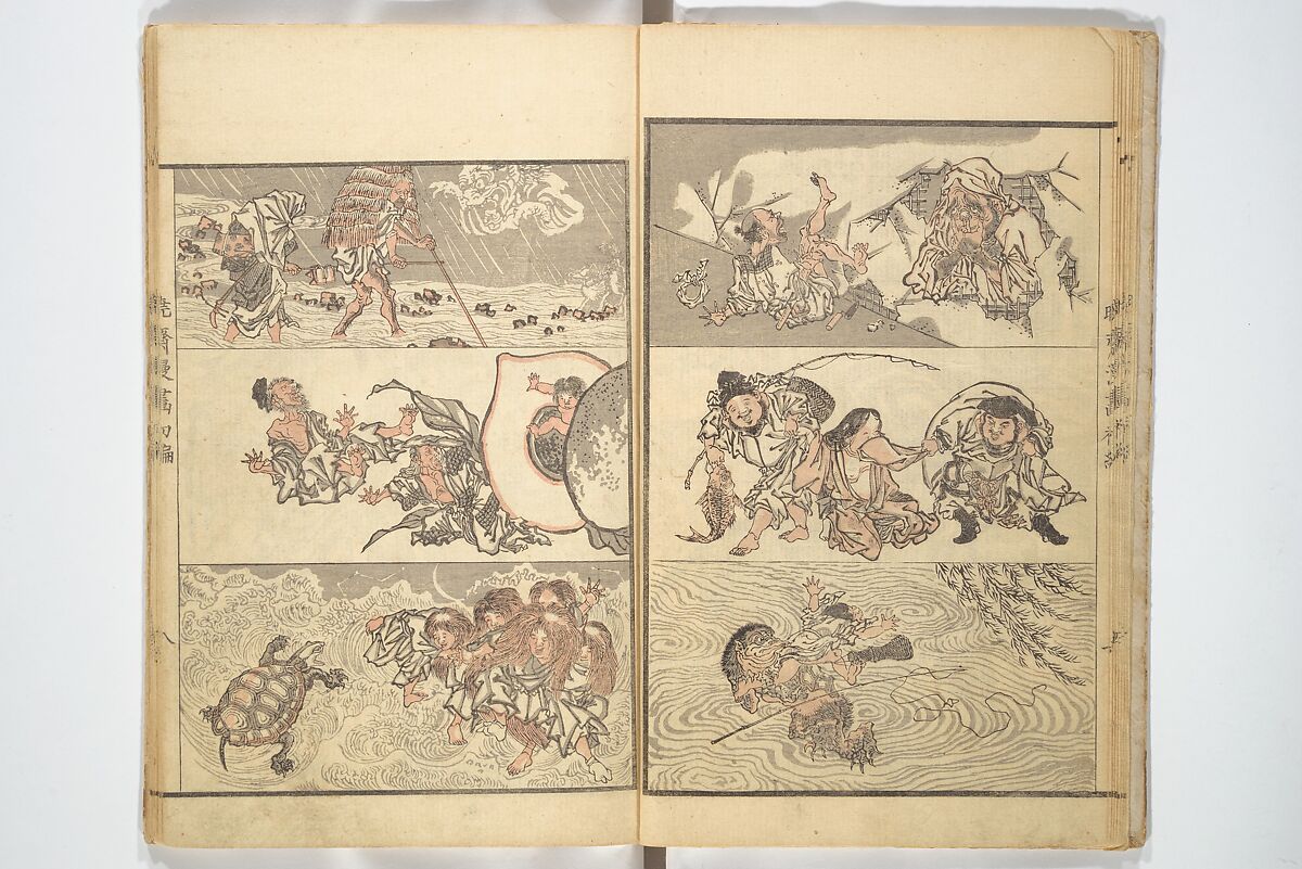 Kyōsai Sketchbook (Kyōsai manga) 暁斎漫画, Kawanabe Kyōsai 河鍋暁斎 (Japanese, 1831–1889), Woodblock printed book; ink and color on paper, Japan