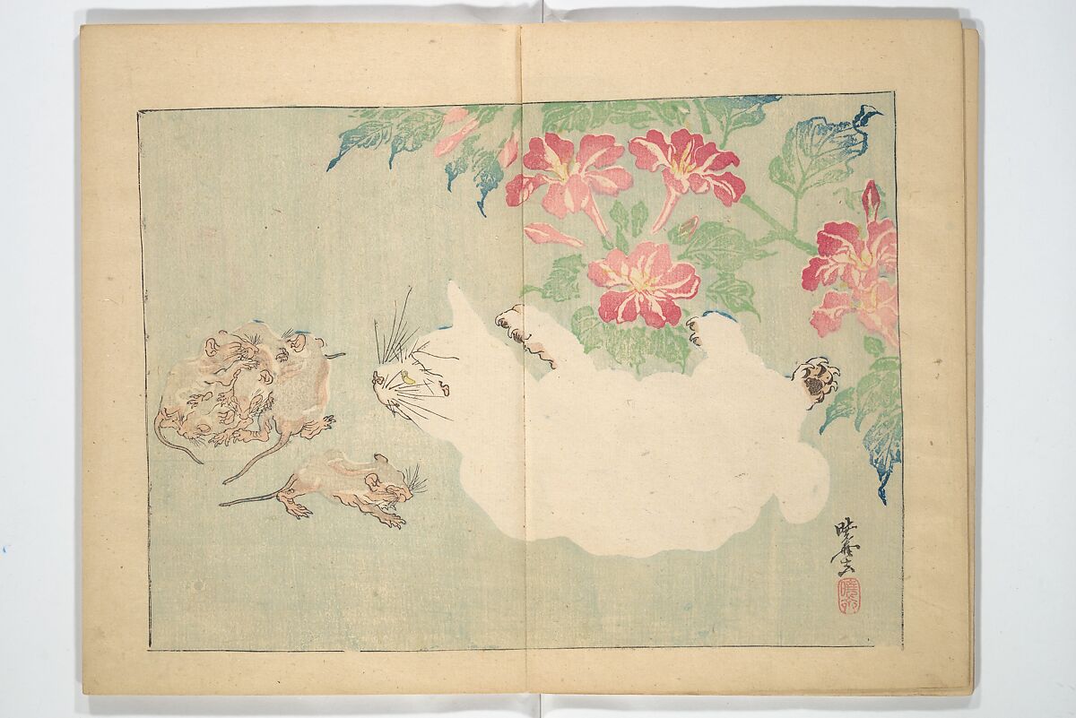 Kyōsai’s Drawings for Pleasure (Kyōsai rakuga)  暁齋樂画, Kawanabe Kyōsai 河鍋暁斎 (Japanese, 1831–1889), Set of two woodblock-printed books (one volume orihon, accordion-style); ink and color on paper, Japan