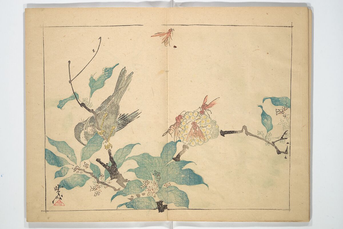 Kyōsai’s Drawings for Pleasure (Kyōsai rakuga)  暁齋樂画, Kawanabe Kyōsai 河鍋暁斎 (Japanese, 1831–1889), Set of two woodblock-printed books (one volume orihon, accordion-style); ink and color on paper, Japan