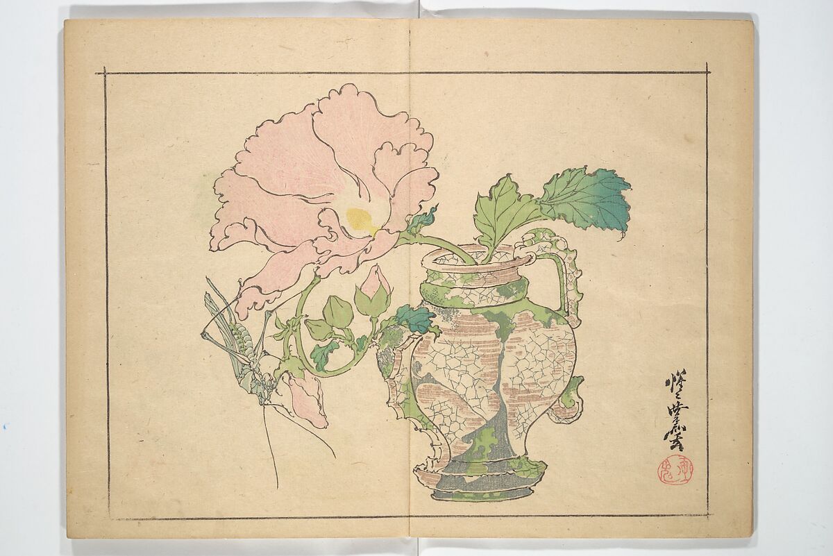Kyōsai’s Drawings for Pleasure (Kyōsai rakuga)  暁齋樂画, Kawanabe Kyōsai 河鍋暁斎 (Japanese, 1831–1889), Set of two woodblock-printed books (one volume orihon, accordion-style); ink and color on paper, Japan