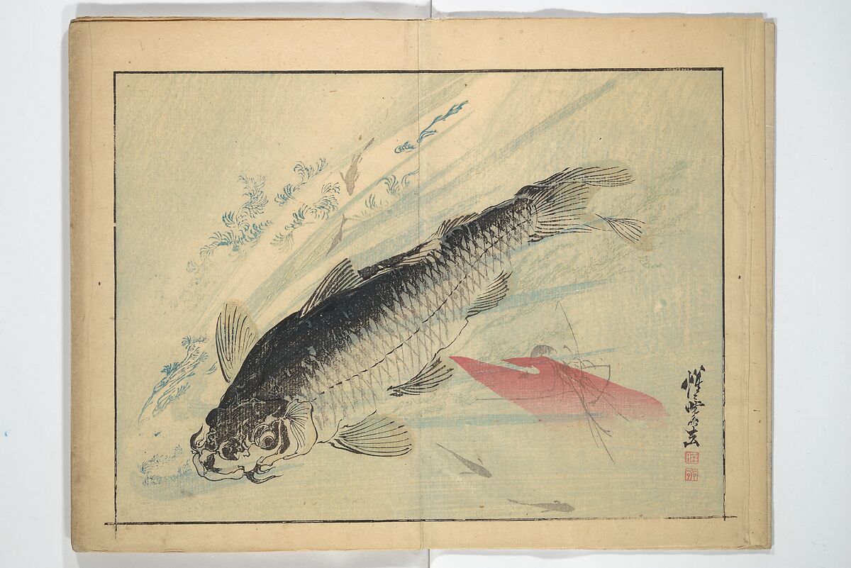 Kyōsai’s Drawings for Pleasure (Kyōsai rakuga)  暁齋樂画, Kawanabe Kyōsai 河鍋暁斎 (Japanese, 1831–1889), Set of two woodblock-printed books (one volume orihon, accordion-style); ink and color on paper, Japan