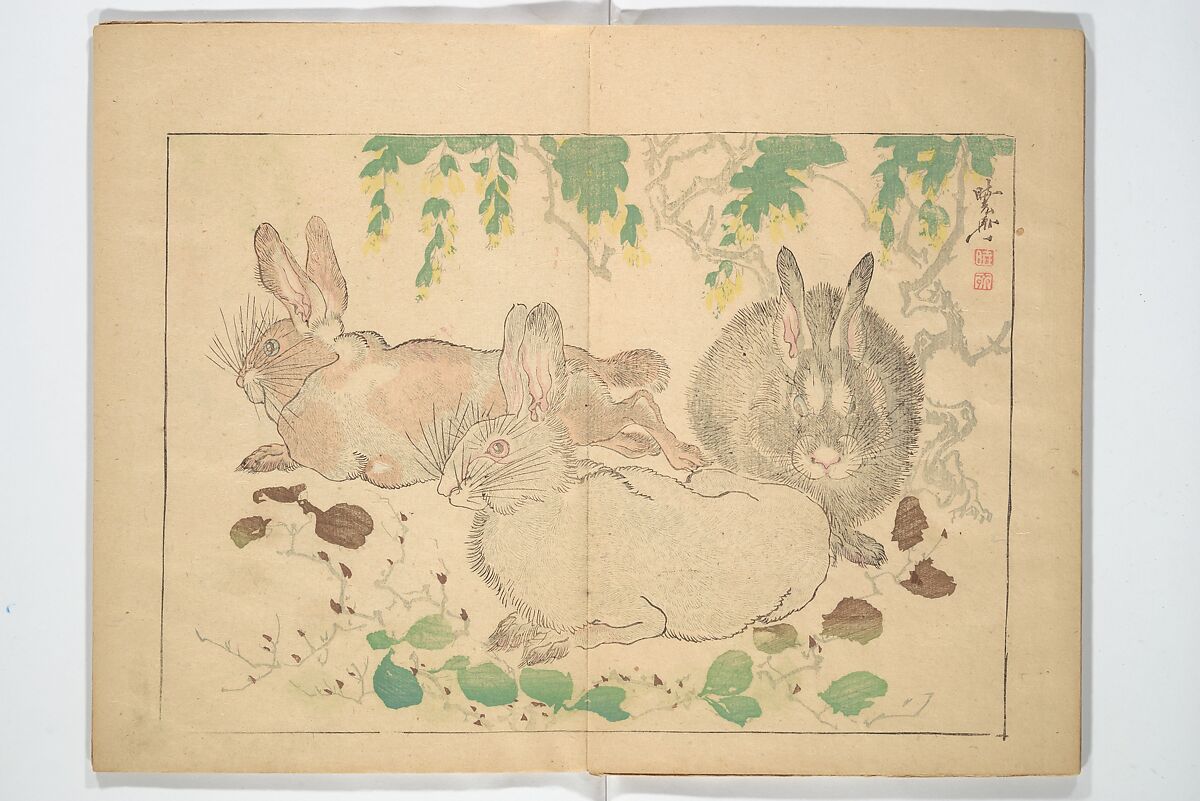 Kyōsai’s Drawings for Pleasure (Kyōsai rakuga)  暁齋樂画, Kawanabe Kyōsai 河鍋暁斎 (Japanese, 1831–1889), Set of two woodblock-printed books (one volume orihon, accordion-style); ink and color on paper, Japan