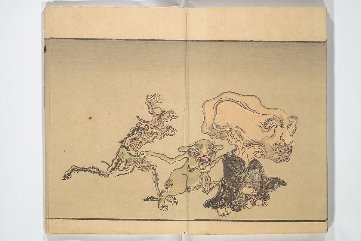 Kyōsai’s Pictures of One Hundred Demons (Kyōsai hyakki gadan) 暁斎百鬼画談, Kawanabe Kyōsai 河鍋暁斎 (Japanese, 1831–1889), Woodblock printed book (orihon, accordion-style); ink and color on paper, Japan