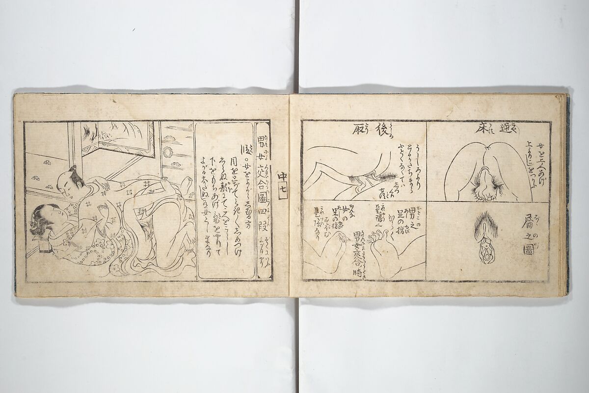 Love Poses in the Narabi Hills (Nure sugata narabi no oka)  濡姿雙の岡, Okumura Masanobu 奥村政信 (Japanese, 1686–1764), Set of three woodblock printed books; ink and color on paper, Japan