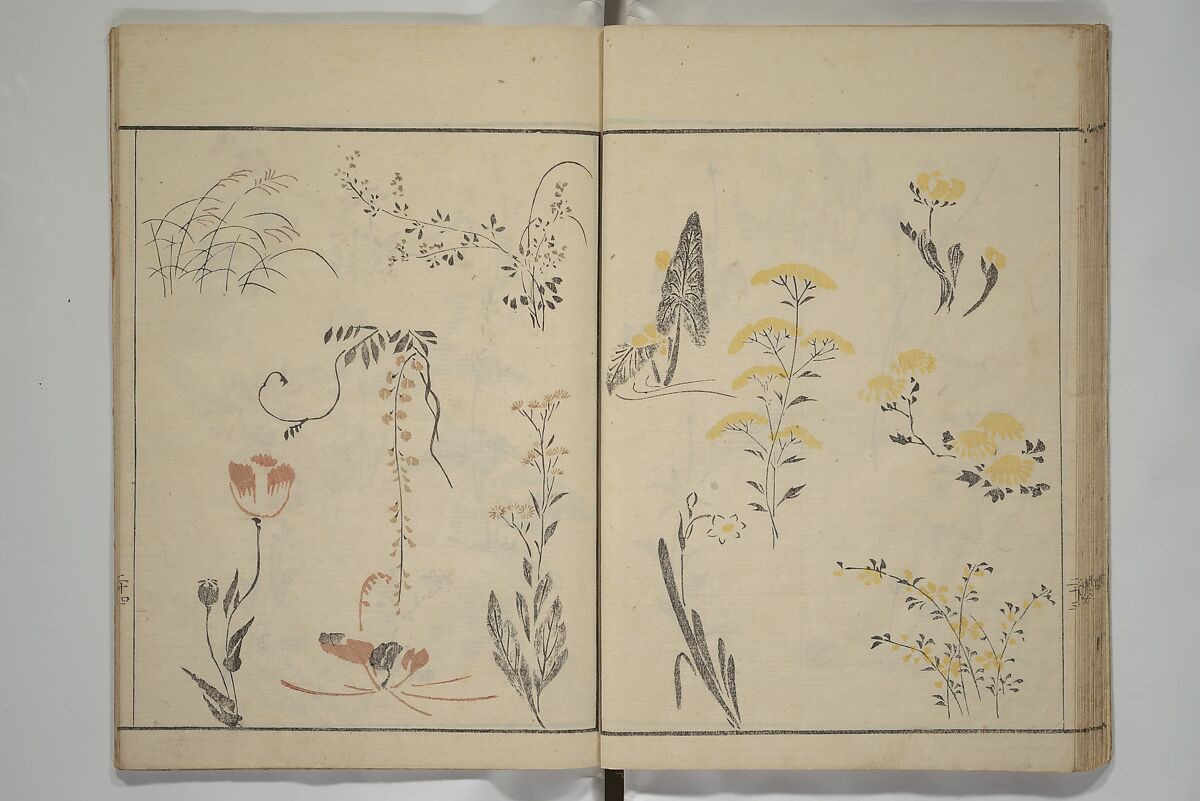 How to Draw Figures Simply (Jinbutsu ryakugashiki) 人物略画式, Kuwagata Keisai 鍬形蕙斎 (Japanese, 1764–1824), Woodblock printed book; ink and color on paper, Japan