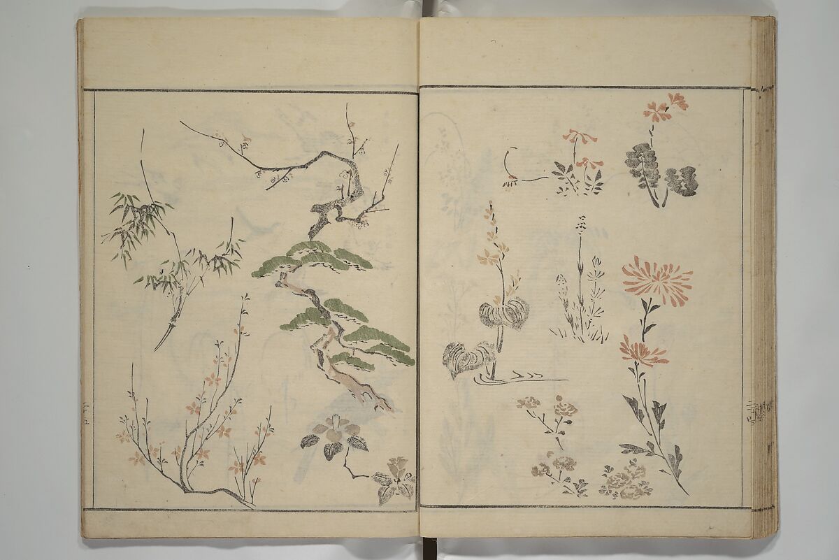 How to Draw Figures Simply (Jinbutsu ryakugashiki) 人物略画式, Kuwagata Keisai 鍬形蕙斎 (Japanese, 1764–1824), Woodblock printed book; ink and color on paper, Japan