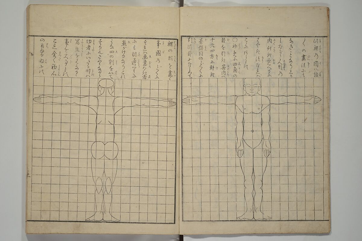 How to Draw Figures Simply (Jinbutsu ryakugashiki) 人物略画式, Kuwagata Keisai 鍬形蕙斎 (Japanese, 1764–1824), Woodblock printed book; ink and color on paper, Japan