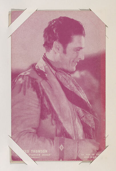 Fred Thomson in "The Pioneer Scout" from Western Stars or Scenes Exhibit Cards series (W412), Exhibit Supply Company, Commercial color photolithograph 