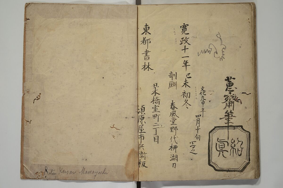 How to Draw Figures Simply (Jinbutsu ryakugashiki) 人物略画式, Kuwagata Keisai 鍬形蕙斎 (Japanese, 1764–1824), Woodblock printed book; ink and color on paper, Japan