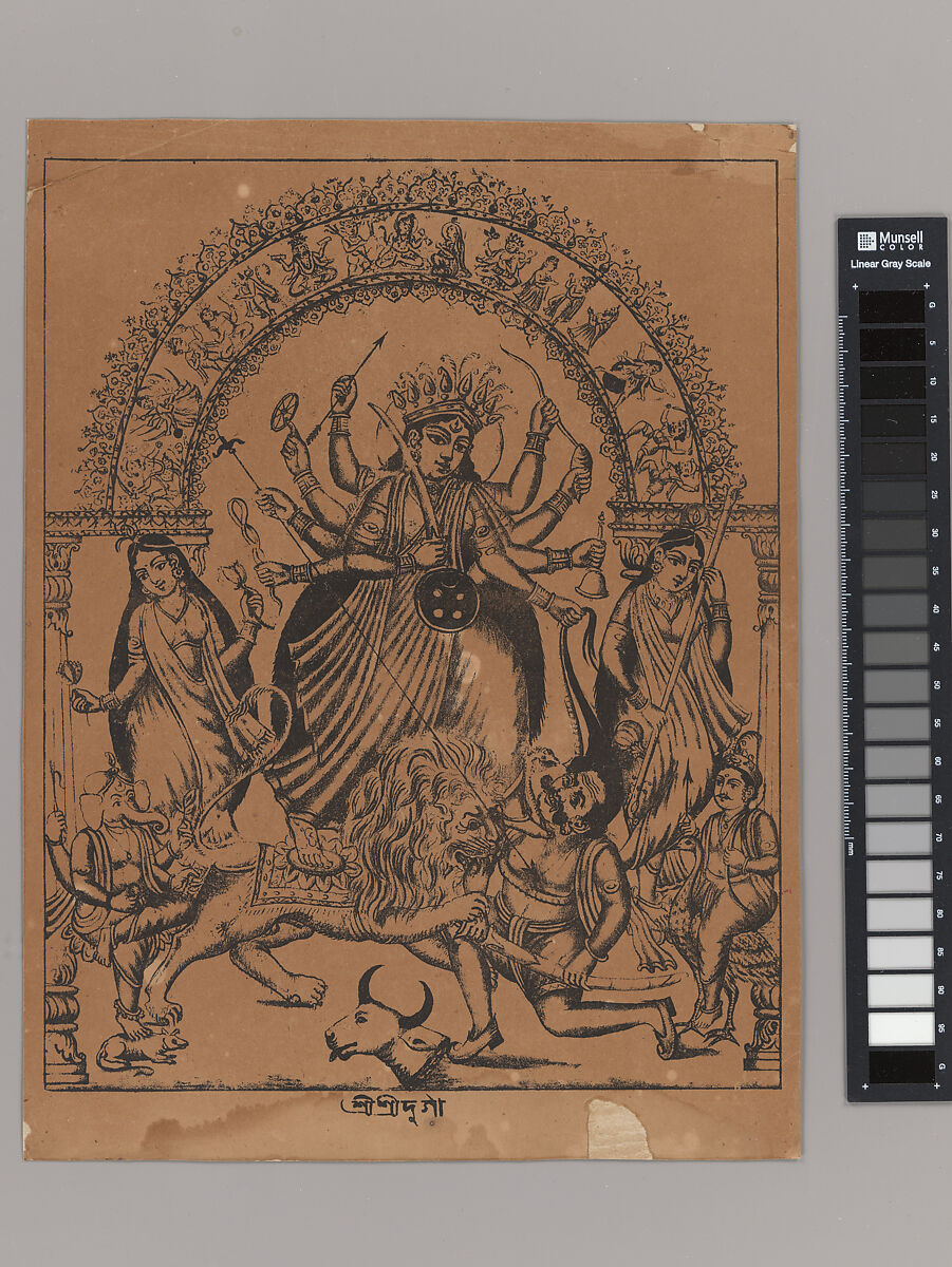 Sri Sri Durga, Lithographic print on paper, India, West Bengal, Calcutta 