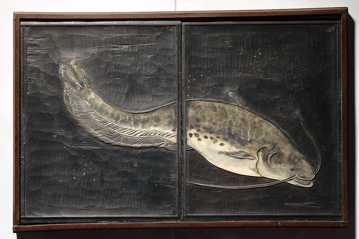 Original Woodblocks for the Servants of the Dragon King of the Sea: Fish and Shells (Tatsu no miyatsuko gyokai fu) 草花略画式, Kuwagata Keisai 鍬形蕙斎 (Japanese, 1764–1824), Four woodblocks for printed books, Japan