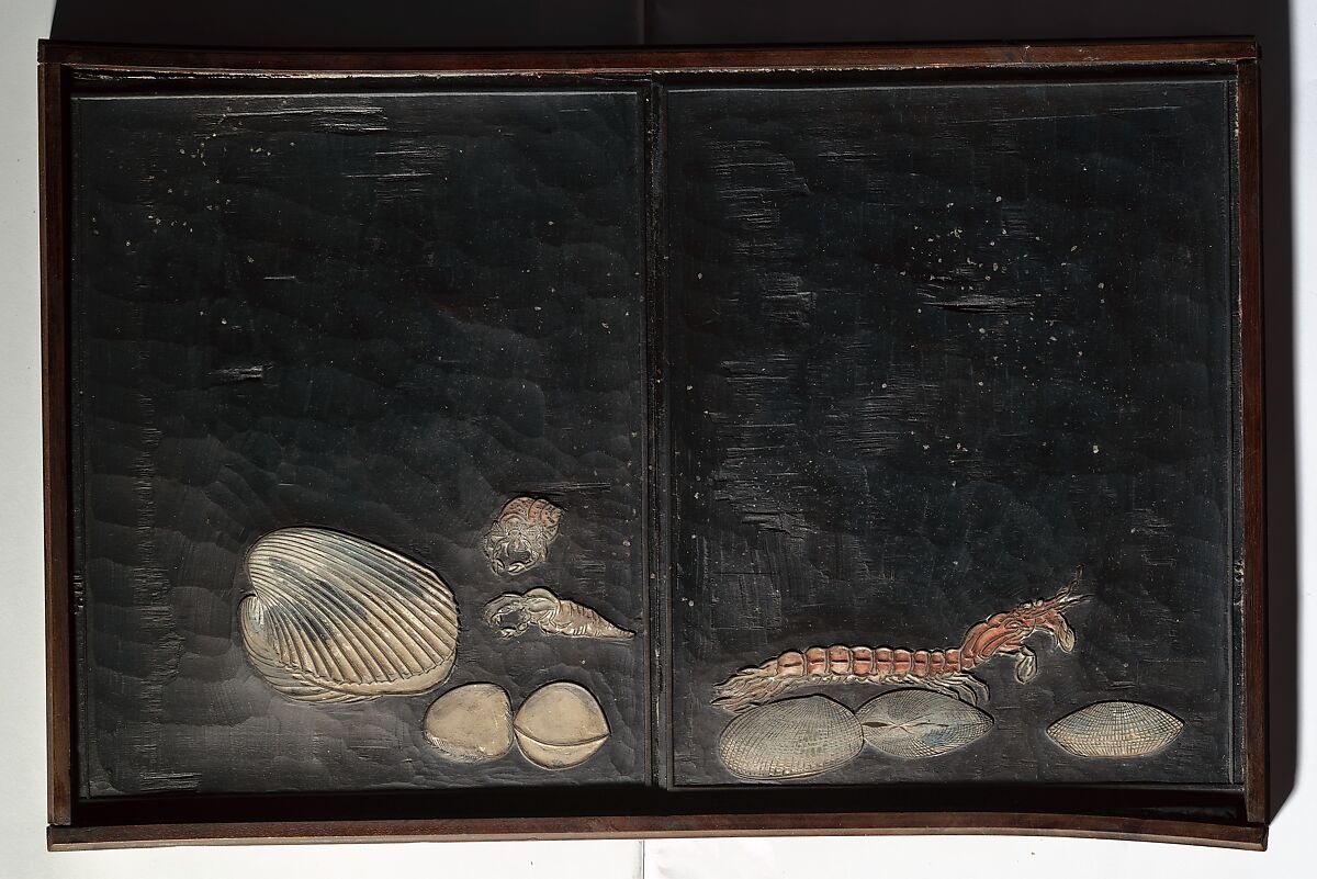 Original Woodblocks for the Servants of the Dragon King of the Sea: Fish and Shells (Tatsu no miyatsuko gyokai fu) 草花略画式, Kuwagata Keisai 鍬形蕙斎 (Japanese, 1764–1824), Four woodblocks for printed books, Japan