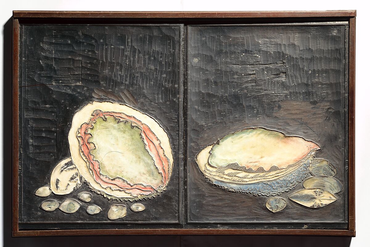 Original Woodblocks for the Servants of the Dragon King of the Sea: Fish and Shells (Tatsu no miyatsuko gyokai fu) 草花略画式, Kuwagata Keisai 鍬形蕙斎 (Japanese, 1764–1824), Four woodblocks for printed books, Japan