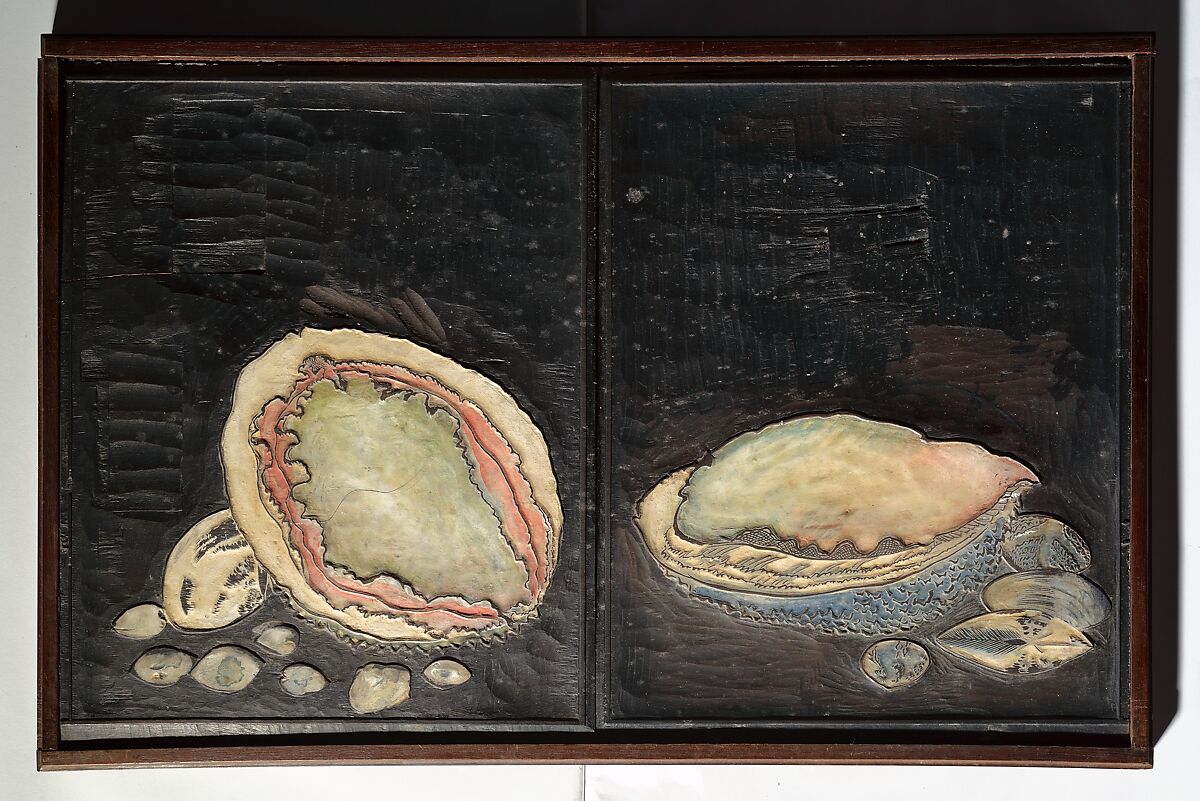 Original Woodblocks for the Servants of the Dragon King of the Sea: Fish and Shells (Tatsu no miyatsuko gyokai fu) 草花略画式, Kuwagata Keisai 鍬形蕙斎 (Japanese, 1764–1824), Four woodblocks for printed books, Japan