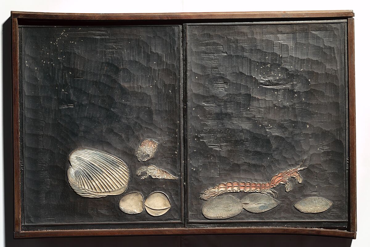 Original Woodblocks for the Servants of the Dragon King of the Sea: Fish and Shells (Tatsu no miyatsuko gyokai fu) 草花略画式, Kuwagata Keisai 鍬形蕙斎 (Japanese, 1764–1824), Four woodblocks for printed books, Japan