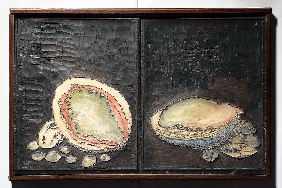 Original Woodblocks for the Servants of the Dragon King of the Sea: Fish and Shells (Tatsu no miyatsuko gyokai fu) 草花略画式, Kuwagata Keisai 鍬形蕙斎 (Japanese, 1764–1824), Four woodblocks for printed books, Japan