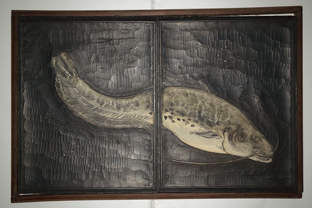 Original Woodblocks for the Servants of the Dragon King of the Sea: Fish and Shells (Tatsu no miyatsuko gyokai fu) 草花略画式, Kuwagata Keisai 鍬形蕙斎 (Japanese, 1764–1824), Four woodblocks for printed books, Japan