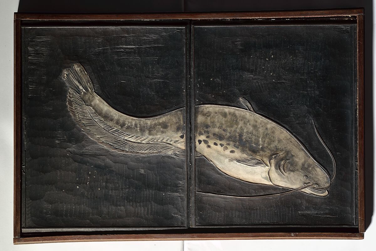 Original Woodblocks for the Servants of the Dragon King of the Sea: Fish and Shells (Tatsu no miyatsuko gyokai fu) 草花略画式, Kuwagata Keisai 鍬形蕙斎 (Japanese, 1764–1824), Four woodblocks for printed books, Japan