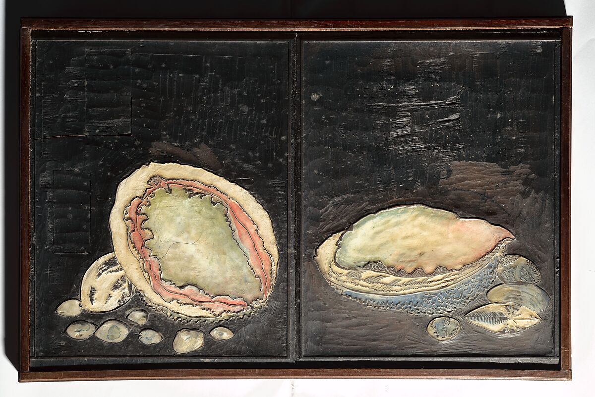 Original Woodblocks for the Servants of the Dragon King of the Sea: Fish and Shells (Tatsu no miyatsuko gyokai fu) 草花略画式, Kuwagata Keisai 鍬形蕙斎 (Japanese, 1764–1824), Four woodblocks for printed books, Japan