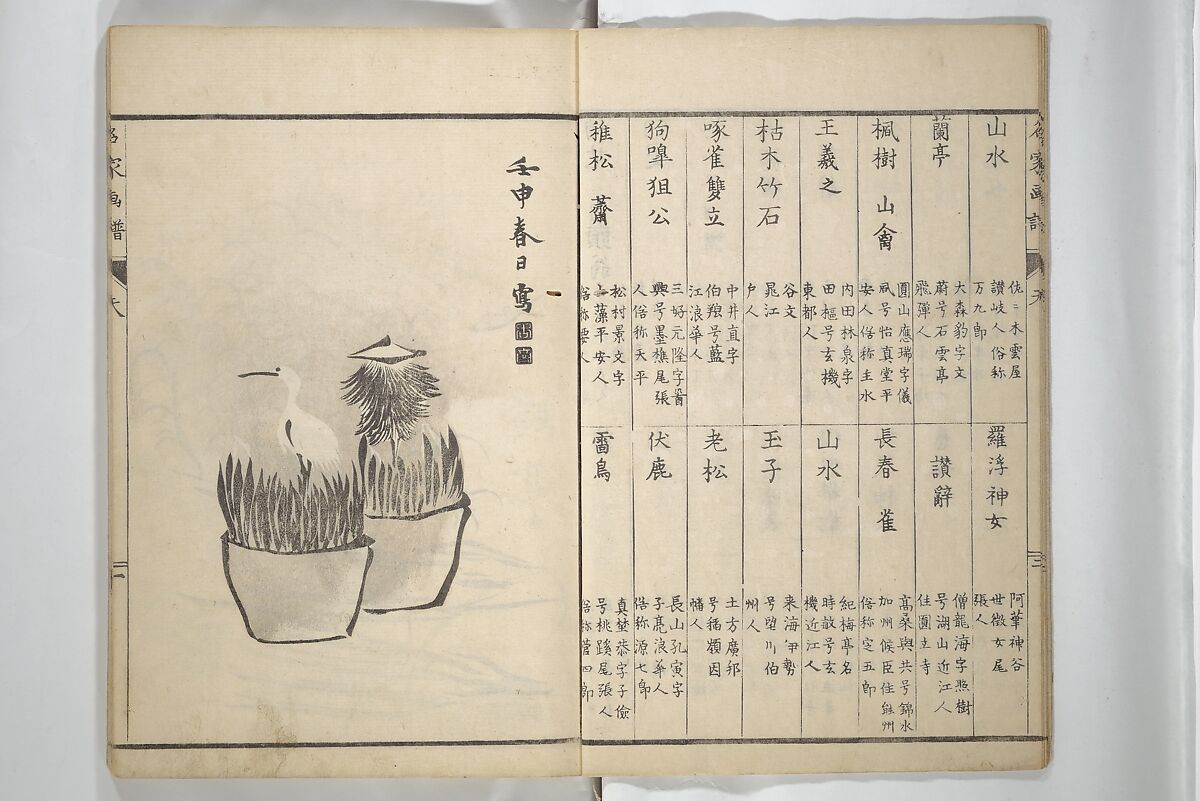 Pictures by Famous Artists (Meika gafu) 名家画譜, Yosa Buson 与謝蕪村 (Japanese, 1716–1783)  , and others, Set of two woodblock printed books; ink and color on paper, Japan